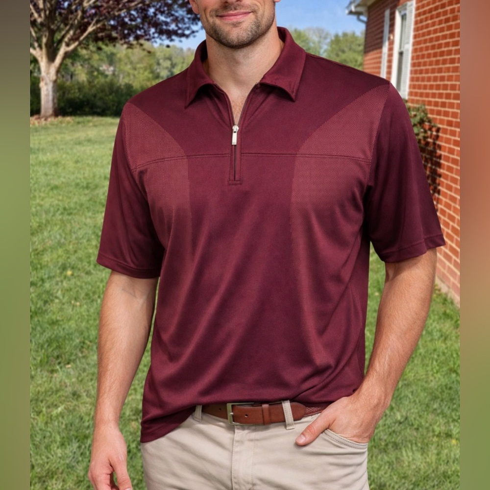 -Nike Golf 1/4 ZIP Maroon Polo S/S Beautiful Design w/ Nike Fit Dry Men Medium